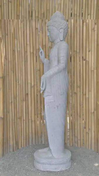 Product image 6 of the product “Standing Buddha - Abhaya mudra made of Riverstone, ca. 179 cm High ”